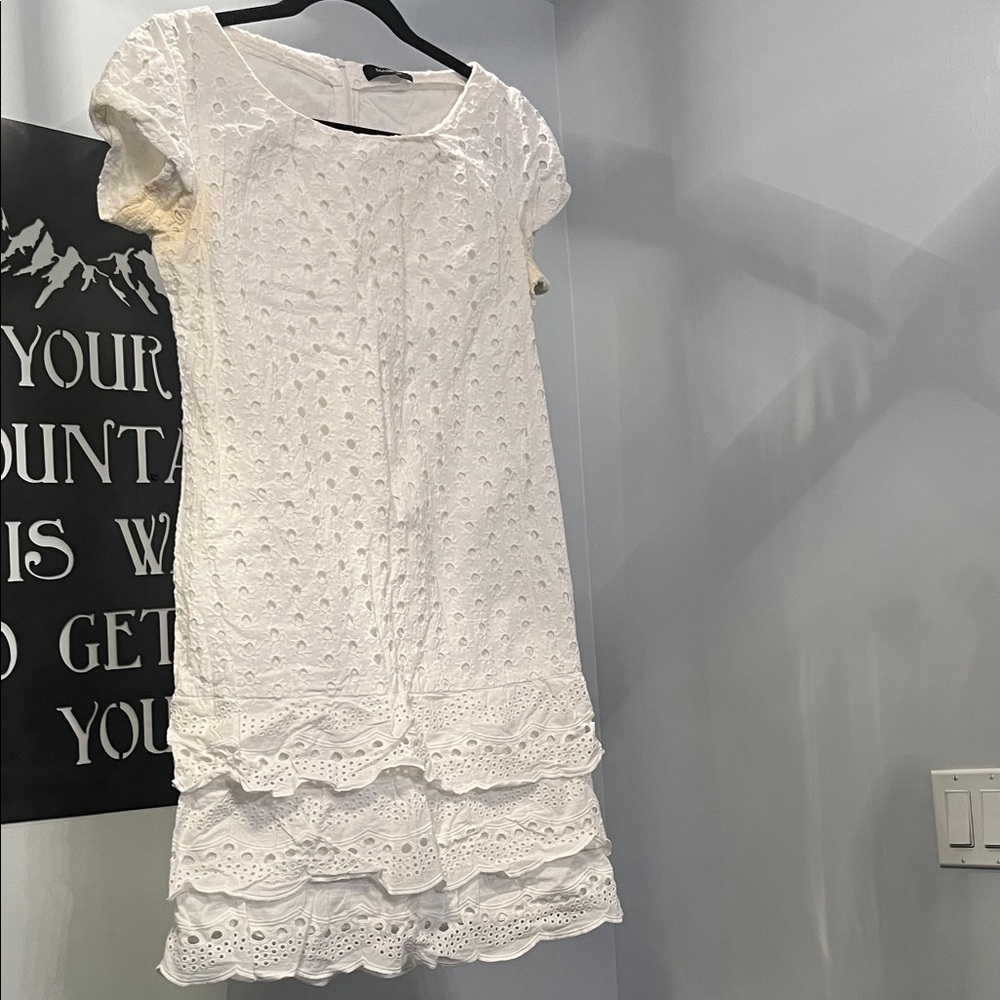 MAX&Co. Women’s White Eyelet Tiered Mini Dress